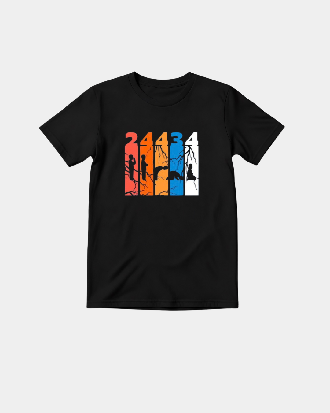 Black Halal Vibes kids T-shirt featuring 2-4-4-3-4 Salah raka'ah graphic with prayer silhouettes