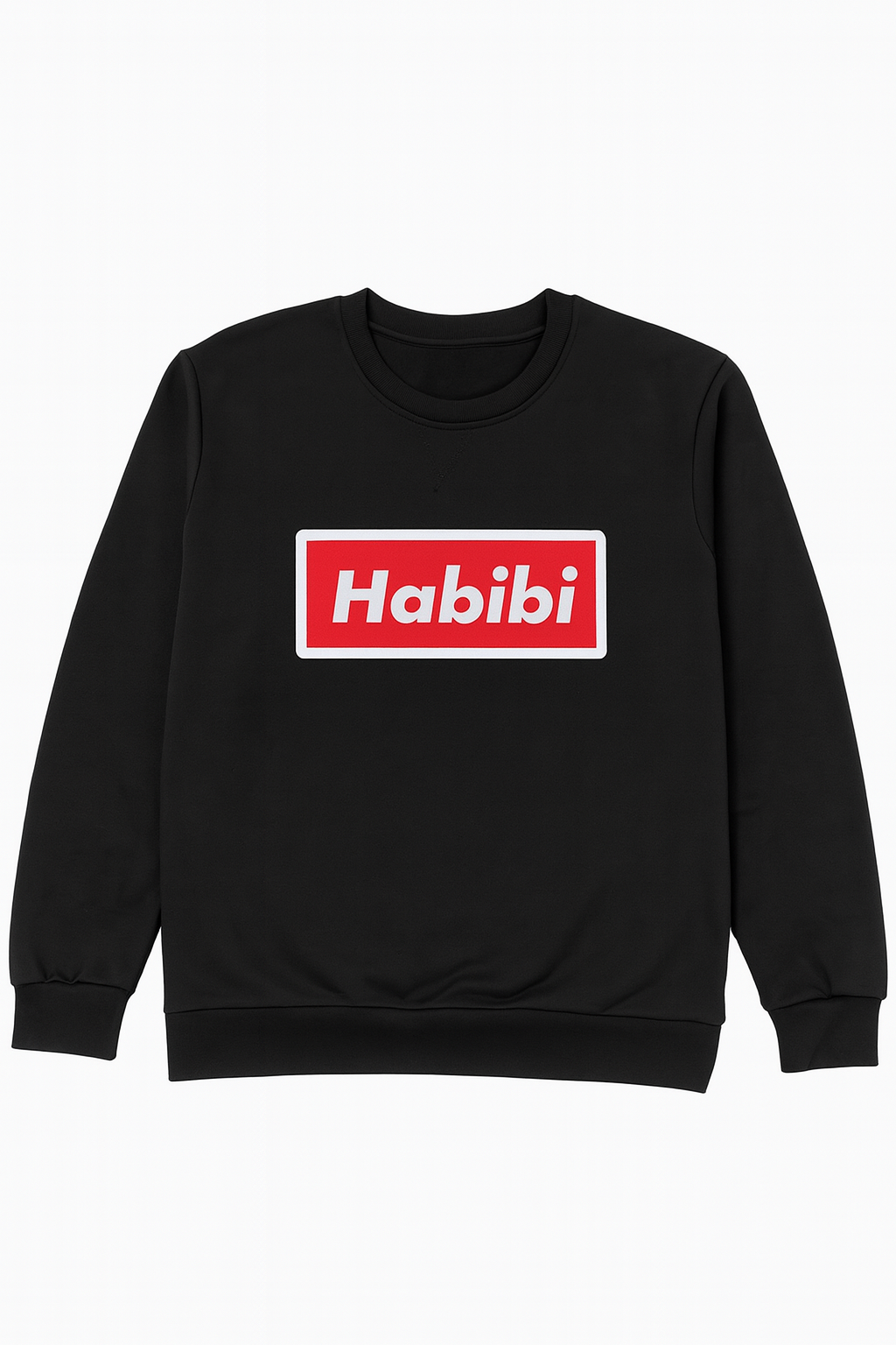 Black sweatshirt with 'Habibi' logo