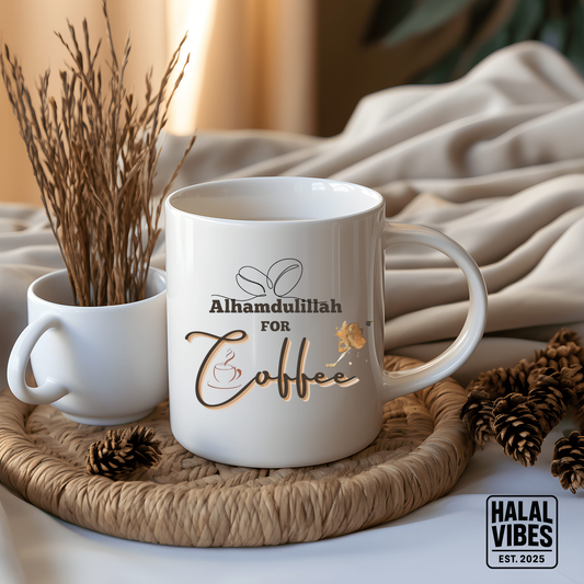 Alhamdulillah for Coffee White Ceramic Mug - Islamic Gift and Coffee Accessory