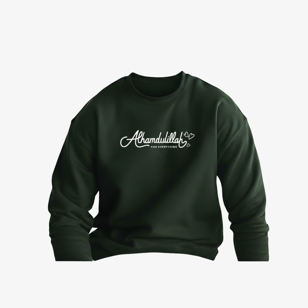 Alhamdulillah Forest Green Crewneck Sweater - South African Made Islamic Streetwear