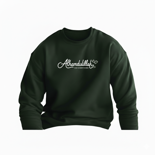 Alhamdulillah Forest Green Crewneck Sweater - South African Made Islamic Streetwear