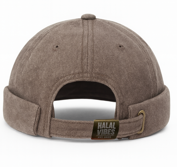 Adjustable back strap detail on Halal Vibes Premium Khaki Docker Cap - One Size Fits All