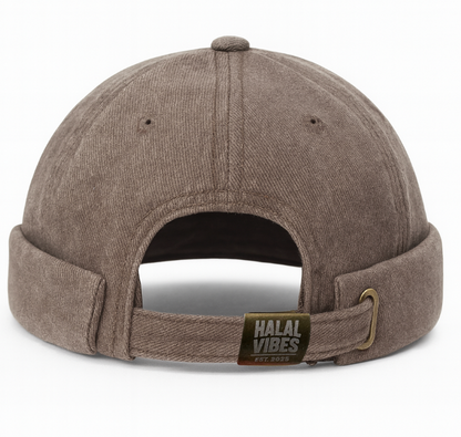 Adjustable back strap detail on Halal Vibes Premium Khaki Docker Cap - One Size Fits All