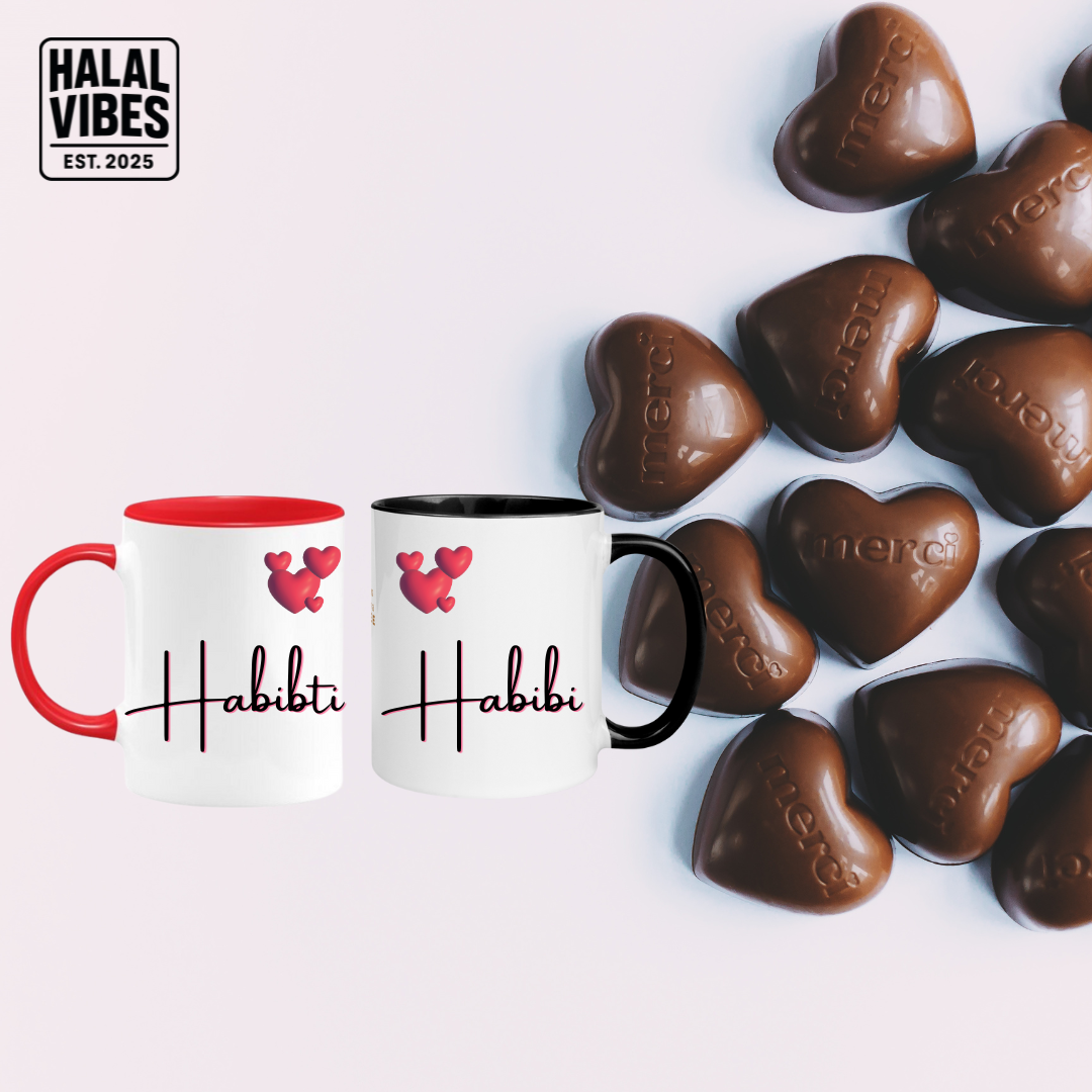 Habibi and Habibti Ceramic Mug Set - Islamic Wedding and Anniversary Gift