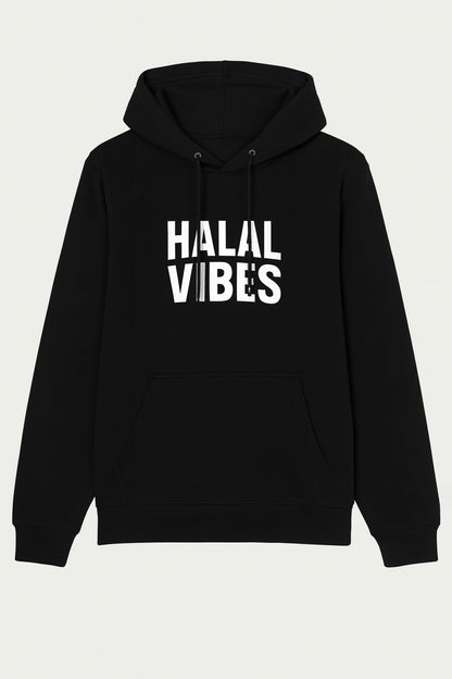 Halal Vibes Essential Black Hoodie - Minimalist Islamic Streetwear