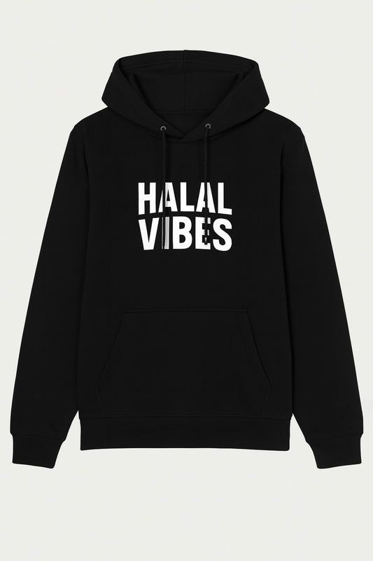 Halal Vibes Essential Black Hoodie - Minimalist Islamic Streetwear