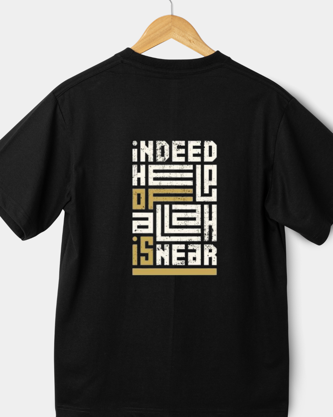 Indeed Help of Allah Is Near Black T-Shirt - Islamic Streetwear and Apparel