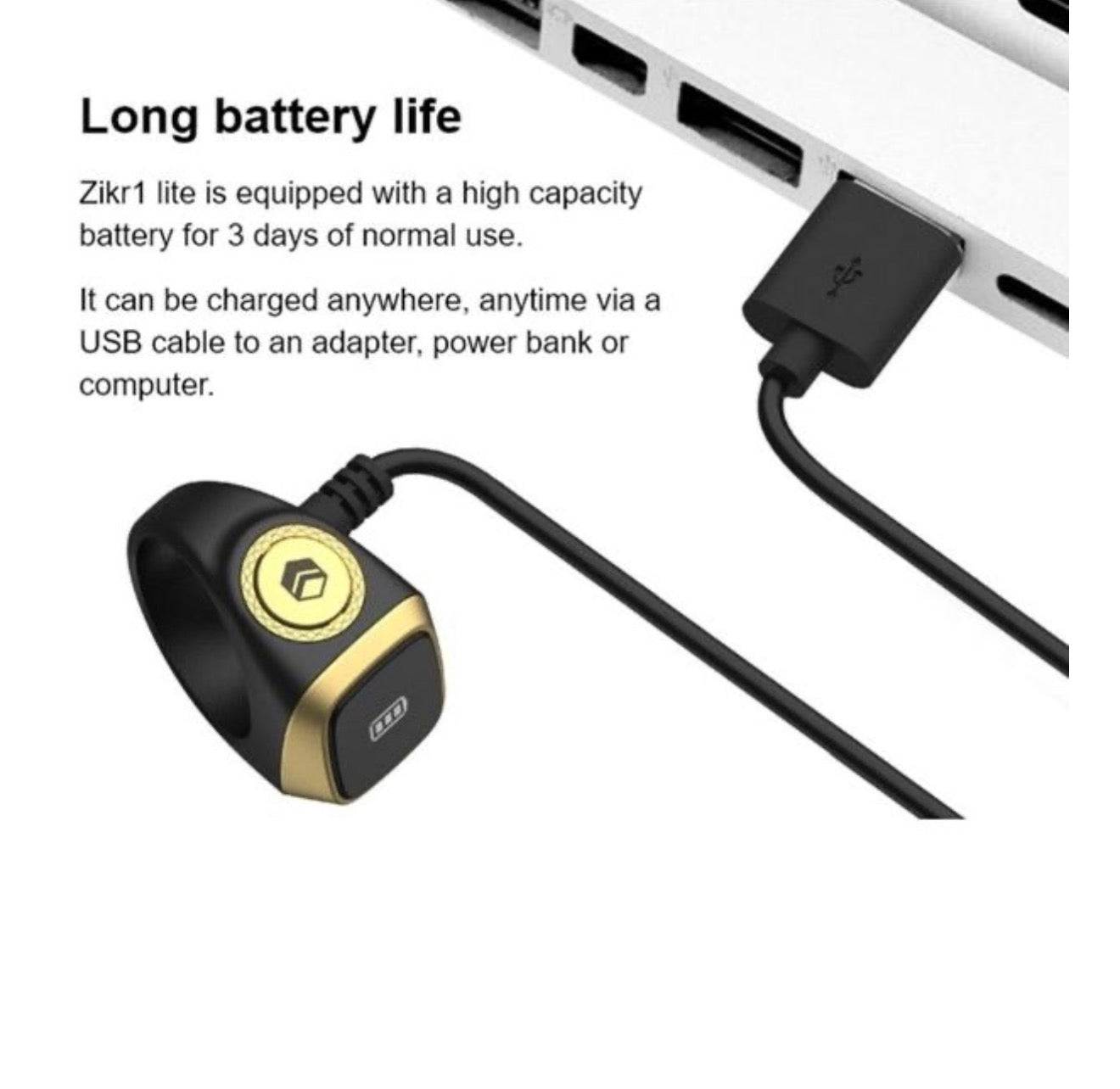 Features of iQibla Smart Ring: Battery
