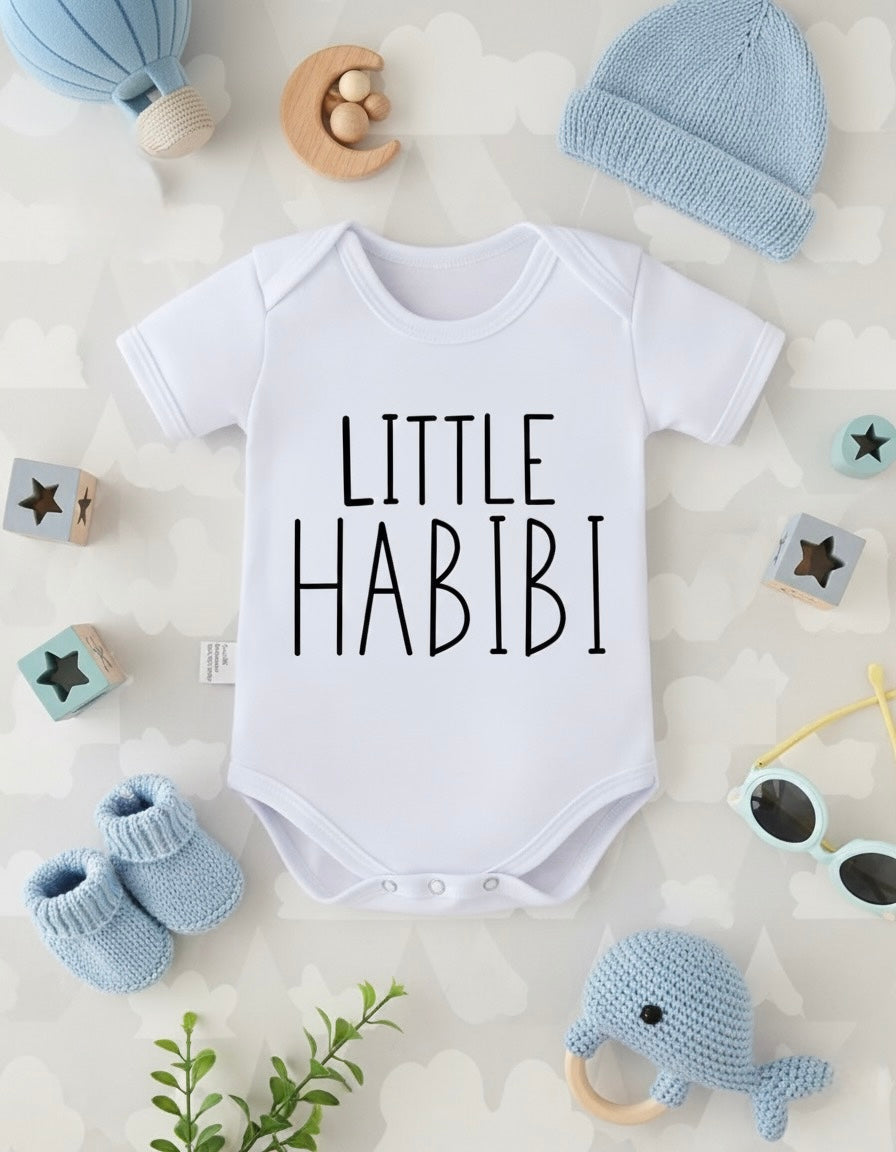 Little Habibi White Baby Grow - Minimalist Islamic Clothing for Newborns