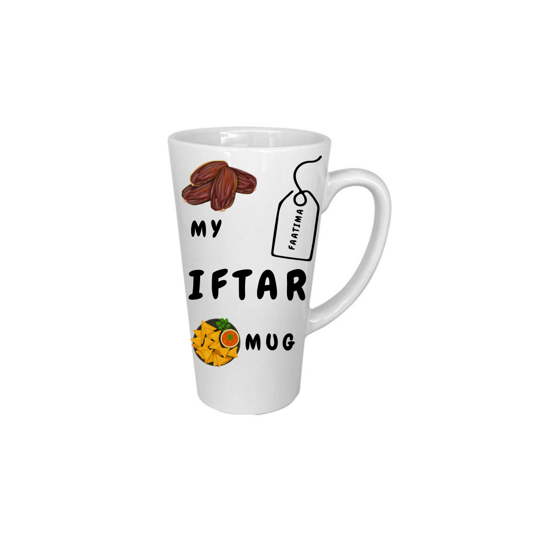 Personalized My Iftar Ceramic Mug with Dates Illustration - Custom Islamic Gift
