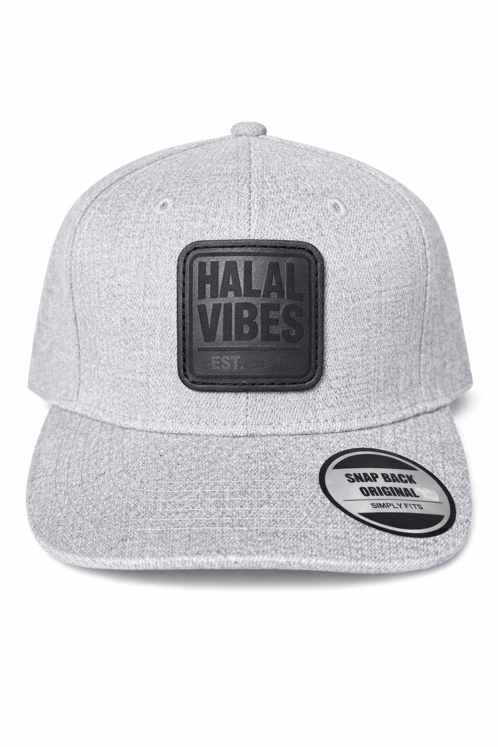 Premium Grey Snapback Cap with Tonal Halal Vibes Patch - Minimalist Islamic Streetwear