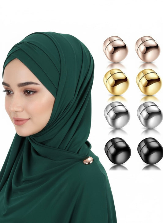 Halal Vibes Premium 8-Piece Magnetic Hijab Pin Set in Gold, Silver, Rose Gold, and Black