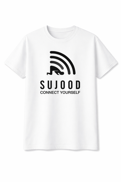 Sujood Connect Yourself White T-Shirt - Islamic Streetwear and Prayer Reminder