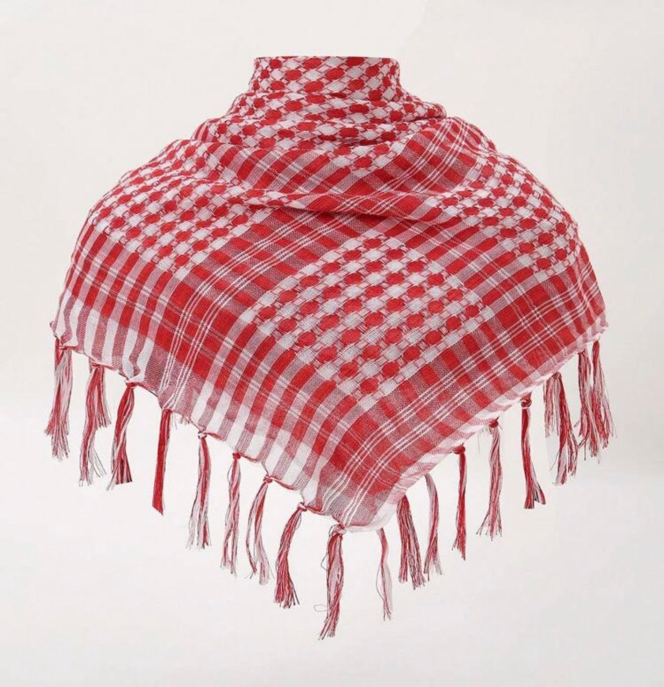 Traditional Red and White Woven Keffiyeh Scarf - Halal Vibes Fashion
